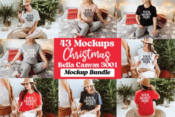 Bella Canvas 3001 Shirt Christmas Mockup: Graphics & Product Mockups