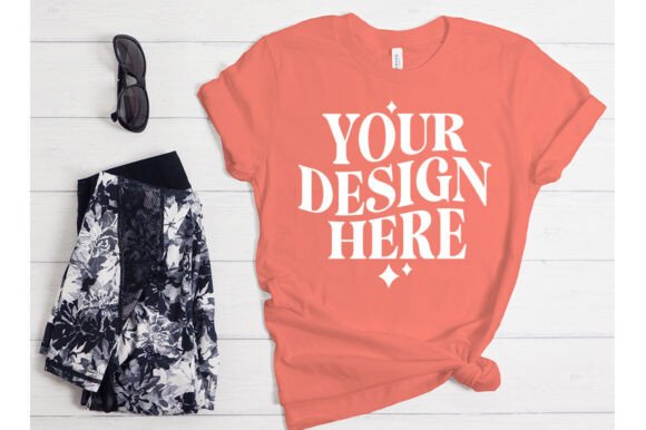 Bella Canvas 3001 Sunset Mockup: Summer Graphics & Product Mockups