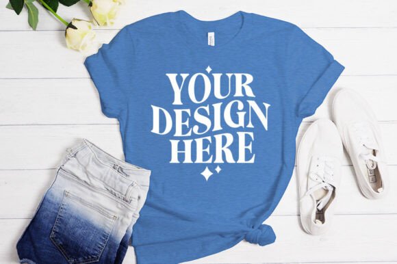 Bella Canvas Heather Blue Mockup: Graphics & Product Mockups