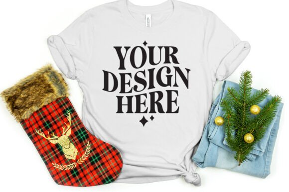 Christmas Bella Canvas 3001 Mockup Silve: Graphics for Product Mockups