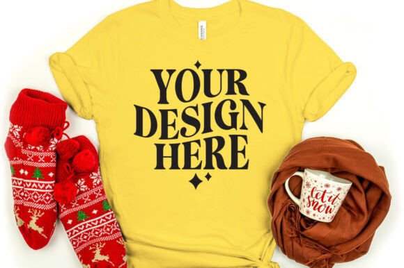 Christmas Bella Canvas 3001 Mockup Yello: Graphics & Product Mockups