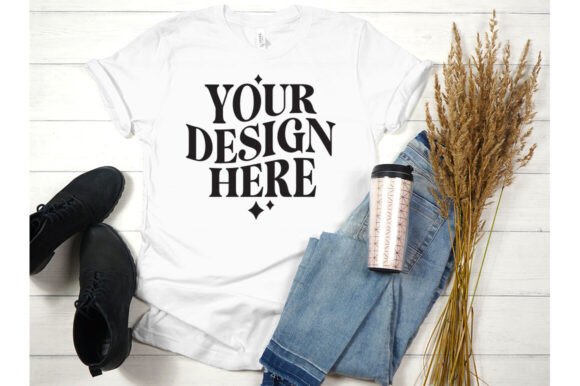 Fall Bella Canvas 3001 White Mockup: Graphics & Product Mockups