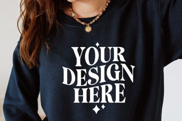 Gildan 18000 Navy Mockup: Premium Graphics for Product Mockups