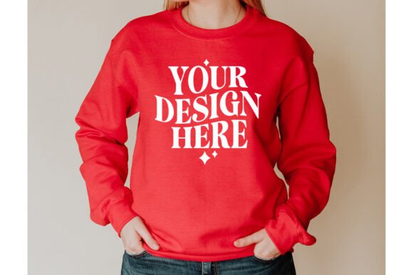 Gildan 18000 Red Mockup: Graphics & Product Mockups