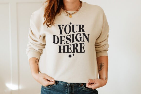 Gildan 18000 Sand Mockup: Graphics & Product Mockups