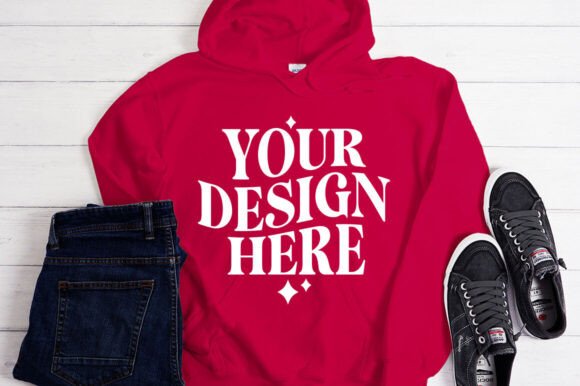 Gildan 18500 Heliconia Mockup: Graphics for Product Mockups