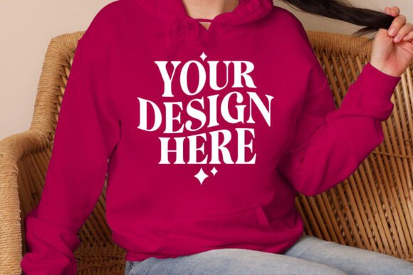 Gildan 18500 Hoodie Heliconia Mockup: Graphics for Product Mockups
