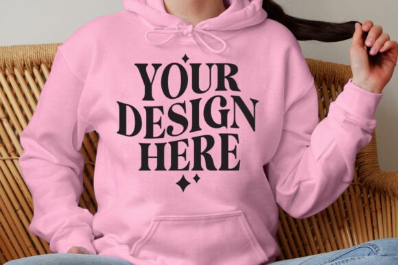 Gildan 18500 Hoodie Light Pink Mockup: Graphics for Product Mockups