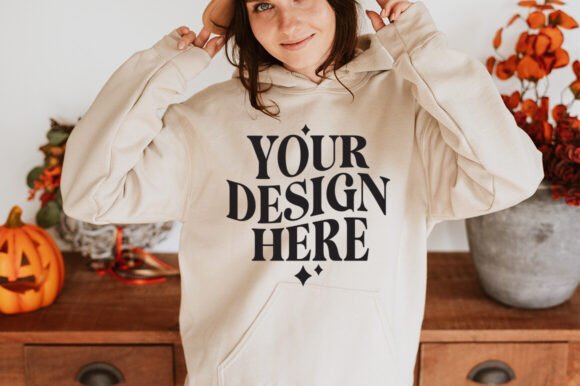 Gildan 18500 Hoodie Sand Mockup: Graphics & Product Mockups